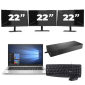 HP Elitebook 830 G7 - Intel Core i7-10ª geração - 13 polegadas - 8GB de RAM - 256 GB SSD - Windows 11 + 3x Monitor de 22 polegadas
