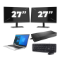 HP EliteBook 830 G8 - Intel Core i5 11.ª geração - 13 polegadas - 16GB RAM - 256GB SSD - Windows 11 Home + 2x Monitor de 27 polegadas