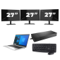 HP EliteBook 830 G8 - Intel Core i5 11.ª geração - 13 polegadas - 16GB RAM - 256GB SSD - Windows 11 Home + 3x Monitor de 27 polegadas