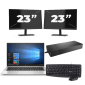 HP EliteBook 835 G7 - AMD Ryzen 3 Pro 4450U - 13 polegadas - 8GB de RAM - 256 GB SSD - Windows 10 Home + 2x 23 polegadas Monitor