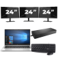 HP EliteBook 835 G7 - AMD Ryzen 3 Pro 4450U - 13 polegadas - 8GB de RAM - 256 GB SSD - Windows 10 Home + 3x Monitor de 24 polegadas