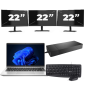 HP ProBook 440 G9 - Intel Core i3 12.ª geração - 14 polegadas - 16GB RAM - 256GB SSD - Windows 11 + 3x Monitor de 22 polegadas