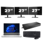 HP ProBook 440 G9 - Intel Core i3 12.ª geração - 14 polegadas - 16GB RAM - 256GB SSD - Windows 11 Home + 3x Monitor de 27 polegadas