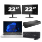 HP ProBook 445 G8 - AMD Ryzen 3 5400U - 14 polegadas - 16GB RAM - 256GB SSD - Windows 11 + 2x Monitor de 22 polegadas