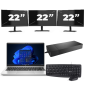 HP ProBook 445 G8 - AMD Ryzen 3 5400U - 14 polegadas - 16GB RAM - 256GB SSD - Windows 11 + 3x Monitor de 22 polegadas