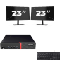 Lenovo ThinkCentre M700 USFF - Intel Core i5-6ª Geração - 8GB RAM - 256GB SSD - Windows 11 + 2x 23 polegada Monitor