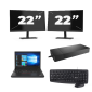 Lenovo ThinkPad A485 - AMD Ryzen 5 2500U - 14 polegadas - 8GB RAM - 256GB SSD - Windows 11 Home + 2x 22 polegadas Monitor