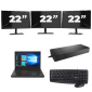 Lenovo ThinkPad A485 - AMD Ryzen 5 2500U - 14 polegadas - 8GB RAM - 256GB SSD - Windows 11 Home + 3x 22 polegadas Monitor