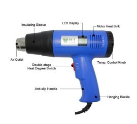 Pistola de ar quente multiuso 1600W Display LCD BST-8016