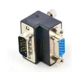 Adaptador de troca de gênero 15 HD VGA, ângulo de 90°, fêmea-macho