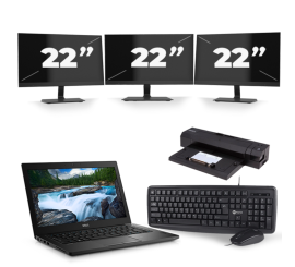 Dell Latitude 7390 - Intel Core i7-8 Geração - 13 polegadas - 8GB de RAM - 256 GB SSD - Windows 11 + 3x Monitor de 22 polegadas