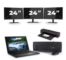 Dell Latitude 7390 - Intel Core i7-8 Geração - 13 polegadas - 8GB de RAM - 256 GB SSD - Windows 11 + 3x monitor de 24 polegadas