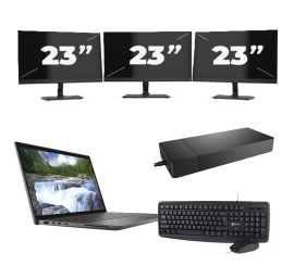 Dell Latitude 7410 - Intel Core i5-10e Generatie - 14 inch - 16GB RAM - 256GB SSD - Windows 11 Home + 3x 23 inch Monitor