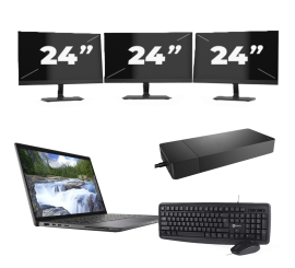 Dell Latitude 7410 - Intel Core i5-10e Generatie - 14 inch - 16GB RAM - 256GB SSD - Windows 11 Home + 3x 24 inch Monitor