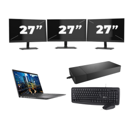 Dell Latitude 7410 - Intel Core i5-10e Generatie - 14 inch - 16GB RAM - 256GB SSD - Windows 11 Home + 3x 27 inch Monitor