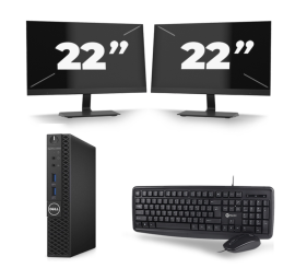 Dell Optiplex 3070 Micro USFF - Intel Core i5-9st Geração - 8 GB de RAM - 256 GB SSD - Windows 11 + 2x Monitor de 22 polegadas