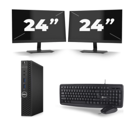 Dell Optiplex 3070 Micro USFF - Intel Core i5-9st Geração - 8 GB de RAM - 256 GB SSD - Windows 11 + 2x Monitor de 24 polegadas