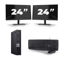 Dell Optiplex 7070 Micro USFF - Intel Core i5-9st Geração - 8 GB de RAM - 256 GB SSD - Windows 11 + 2x Monitor de 24 polegadas