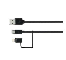 Cabo de dados Goji 2 em 1 MFI Lightning e microUSB 1m preto