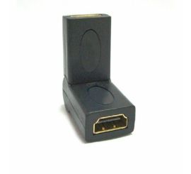 Adaptador HDMI fêmea para fêmea de ângulo reto de 90-180 graus, dourado