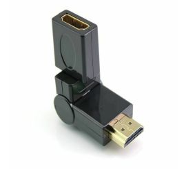 Adaptador giratório HDMI macho para fêmea de 360 ​​graus e 90 ângulos, dourado