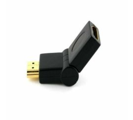 Adaptador HDMI macho para fêmea de ângulo reto de 90-180 graus, dourado