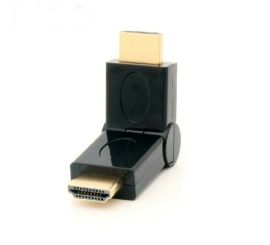 Adaptador HDMI macho para macho de ângulo reto de 90-180 graus, dourado