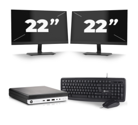 HP ELITEDESK 800 G5 USFF - Intel Core i5-9st Geração - 8 GB de RAM - 256 GB SSD - Windows 11 + 2x Monitor de 22 polegadas