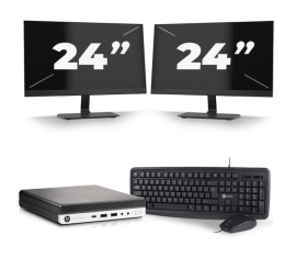 HP ELITEDESK 800 G5 USFF - Intel Core i5-9st Geração - 8 GB de RAM - 256 GB SSD - Windows 11 + 2x Monitor de 24 polegadas