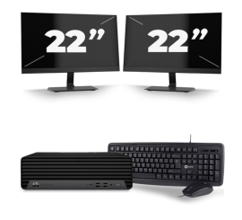 HP EliteDesk 800 G6 USFF - Intel Core i7 10.ª geração - 8GB RAM - 256GB SSD - Windows 11 + 2x Monitor de 22 polegadas