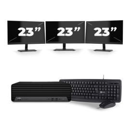 HP EliteDesk 800 G6 USFF - Intel Core i5-10ª Geração - 8GB RAM - 256GB SSD - Windows 11 + 3x 23 polegada Monitor
