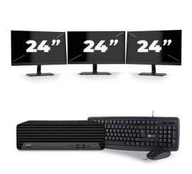 HP EliteDesk 800 G6 USFF - Intel Core i5-10ª Geração - 8GB RAM - 256GB SSD - Windows 11 + 3x 24 polegada Monitor