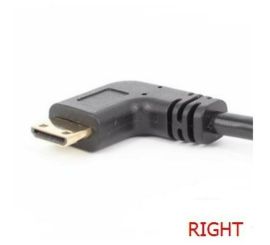 Cabo Mini HDMI macho para HDMI fêmea de ângulo reto, 17 cm