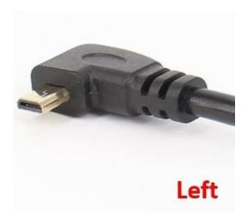 Cabo Mini HDMI macho para HDMI fêmea de ângulo esquerdo, 17 cm