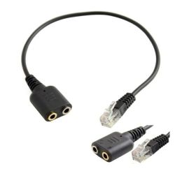 Conector de áudio duplo de 3,5 mm fêmea para macho conversor de plugue RJ9