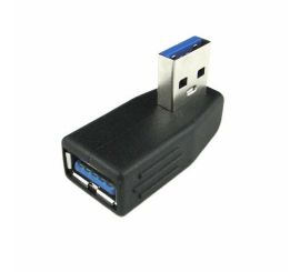 Adaptador USB 3.0 A macho para fêmea vertical em ângulo esquerdo de 90 graus