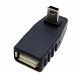 Adaptador USB A fêmea para mini USB macho, ângulo de 90°