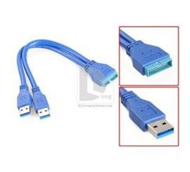 Dual USB 3.0 A macho para conector macho de 20 pinos