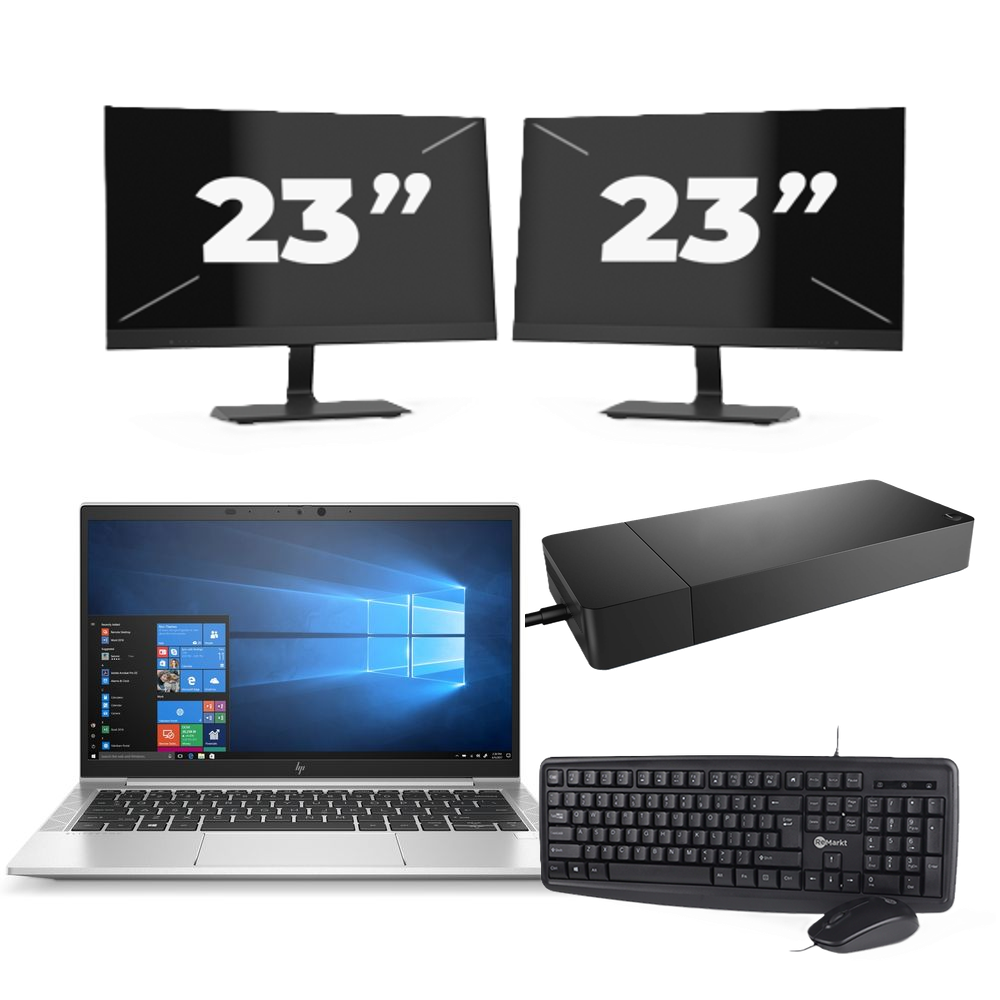 Show details for HP EliteBook 835 G7 - AMD Ryzen 3 Pro 4450U - 13 pulgadas - 8GB RAM - 256GB SSD - Windows 10 Home + 2x 23 pulgadas Monitor https://www.remarkt.pt/media/catalog/product/h/p/hp_elitebook_835_g7_2x23.png