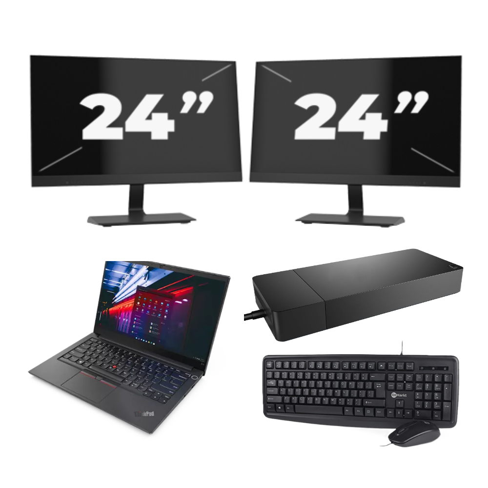 Mostrar detalles de Lenovo ThinkPad E14 Gen 2 - Intel Core i3 de 11ª geração - Tela de 14 polegadas - 8 GB de RAM - SSD de 256 GB - Windows 11 Home + 2 monitores de 24... https://www.remarkt.pt/media/catalog/product/l/e/lenovo_thinkpad_e14_gen_2_2x24.png