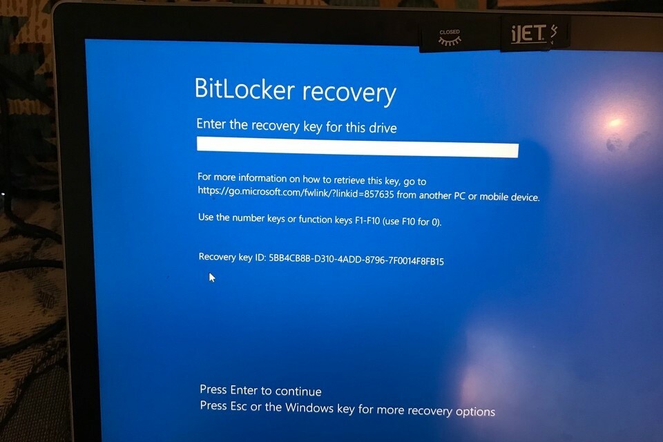 windows bitllocker problema op laptop